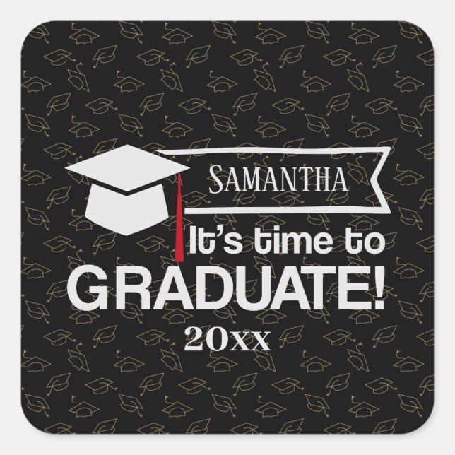 Custom Name and Year Graduation Gift Square Sticke Sticker (Front)