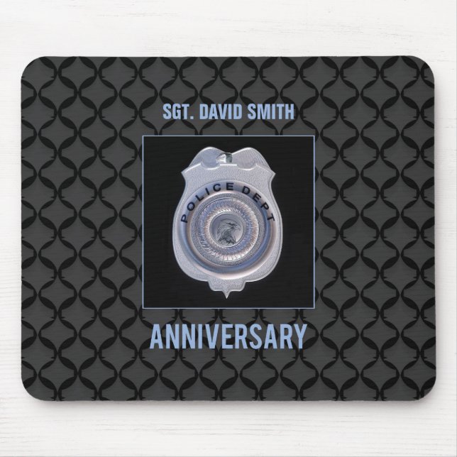 Custom Name, Anniversary with Police Department Mouse Pad (Front)