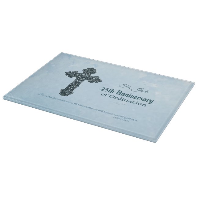 Custom Name & Anniversary Year Ordination, Priest Cutting Board (Corner)