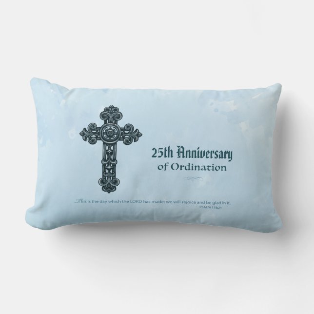 Custom Name & Anniversary Year Ordination, Priest Lumbar Cushion (Front)