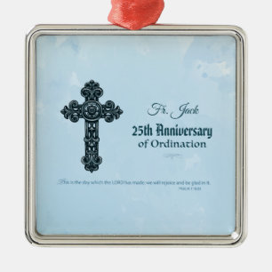 Custom Name & Anniversary Year Ordination, Priest Metal Tree Decoration