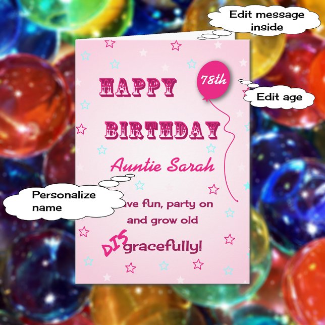 Custom name any age funny quote 78th birthday card (Creator Uploaded)