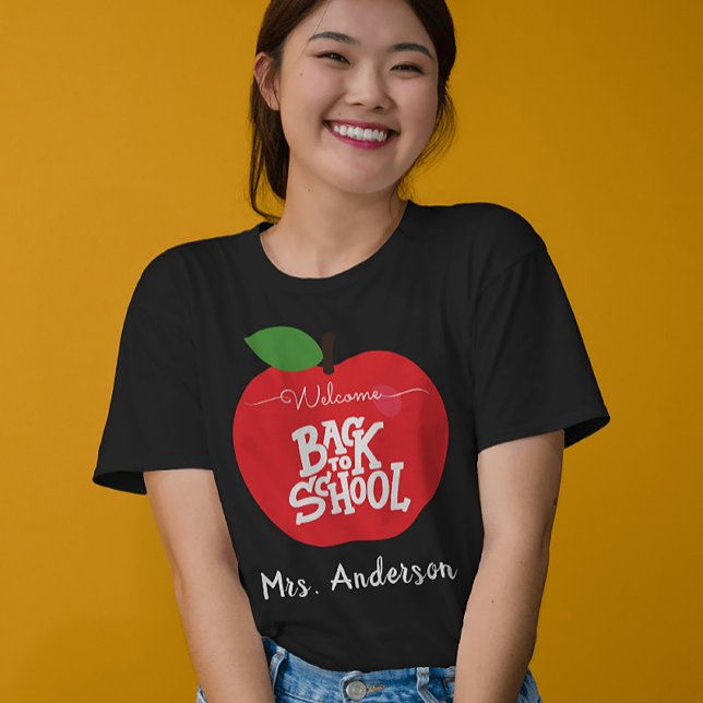 Custom Name Apple Welcome Back to School Teacher T-Shirt (Custom Name Apple Welcome Back to School Teacher T-Shirt)