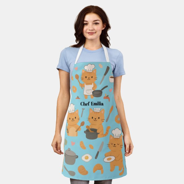 Custom Name Apron For Cat Lovers (Worn)