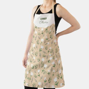 Custom Name Apron – Vanilla Floral Print