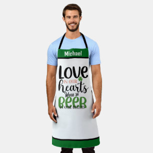 Custom Name Aprons - Funny Meat & Irish Beer Quote