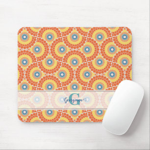 Custom Name Art Deco Aegean Summer Radiant Mandala Mouse Pad