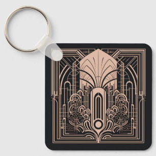Custom Name Art Deco Key Ring