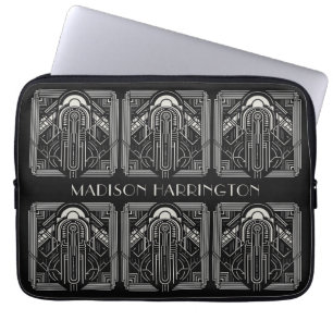 Custom Name Art Deco Laptop Sleeve