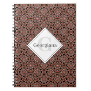 Custom Name Art Deco Safari Sunset Boho Mandala Notebook