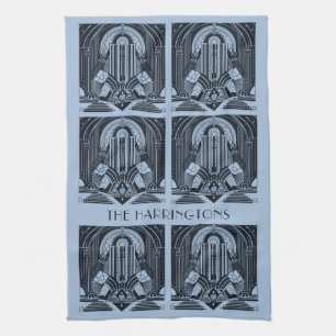 Custom Name Art Deco Tea Towel