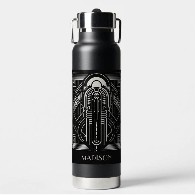 Custom Name Art Deco Water Bottle (Front)