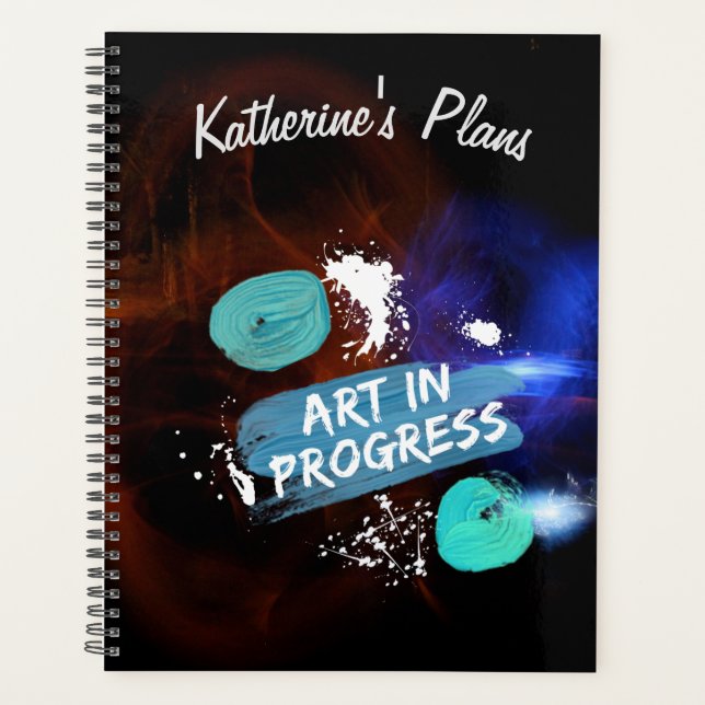 Custom Name Art in Progress Planner (Front)