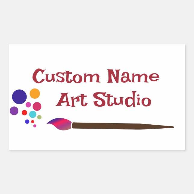 Custom Name Art Studio Artist Painter Rectangular Sticker (Front)