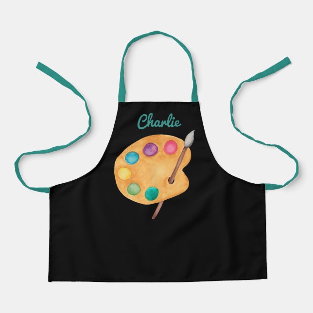 custom NAME Artist art palette paint kids apron  (Front)