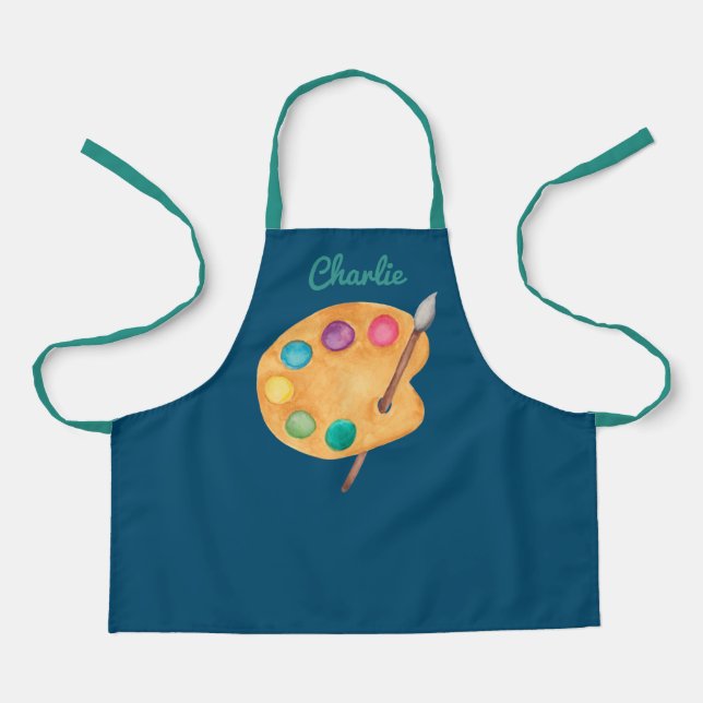 custom NAME Artist art palette paint kids apron  (Front)