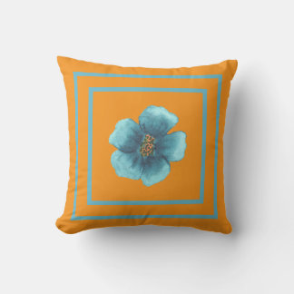 Custom name at back, Fall Bloom Blue Floral Cushion