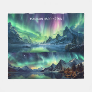 Custom Name Aurora Borealis Fleece Blanket