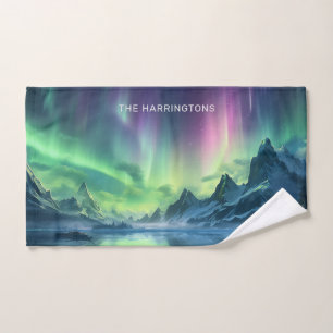 Custom Name Aurora Borealis Hand Towel