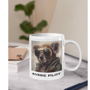 Custom Name Aussie Pilot Koala Aviator Coffee Mug