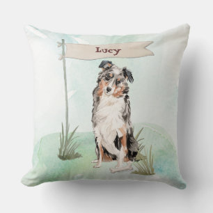 Custom Name Australian Shepherd Pet Dog Cushion
