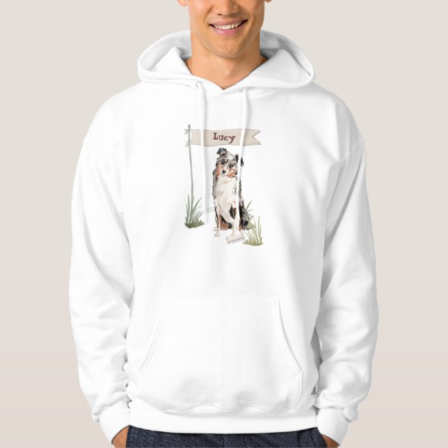 Custom Name Australian Shepherd Pet Dog Hoodie (Front)