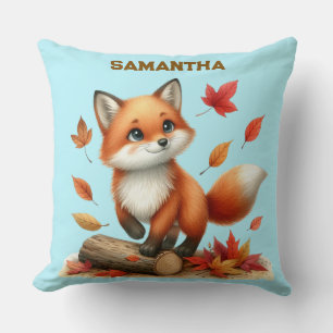 Custom Name Autumn Fox Pillow