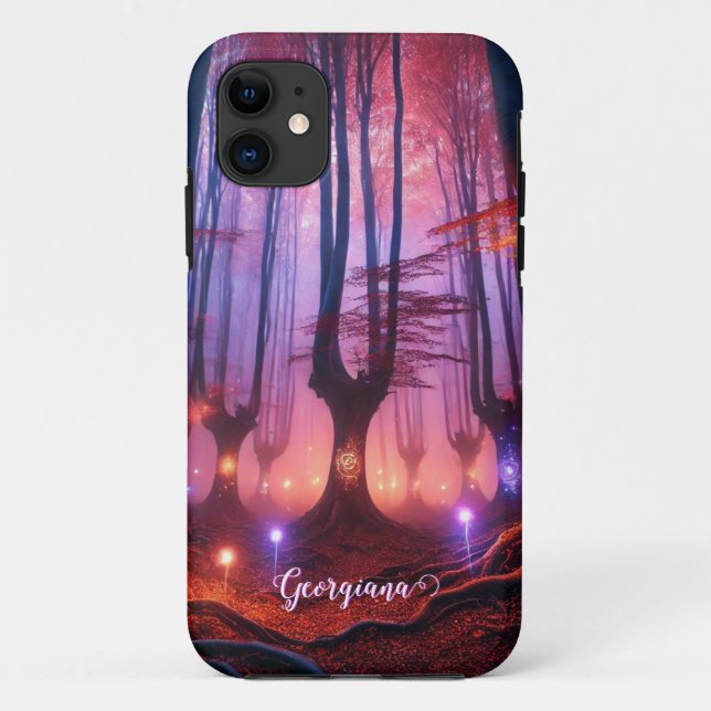 Custom Name Autumnal Enchanted Whimsigoth Forest Case-Mate iPhone Case (Back)