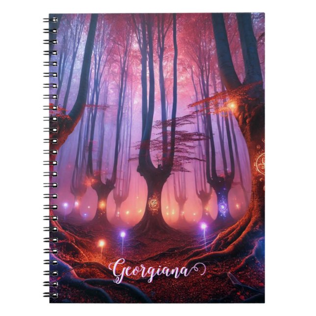 Custom Name Autumnal Enchanted Whimsigoth Forest Notebook (Front)