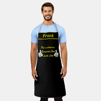Custom Name Awesome Black Chef Personalised Apron