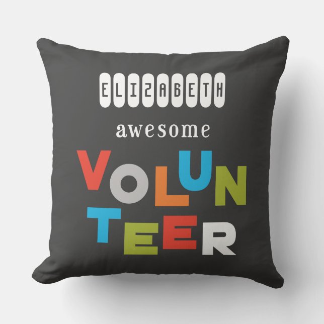 Custom Name, Awesome Volunteer Appreciation Cushion (Front)