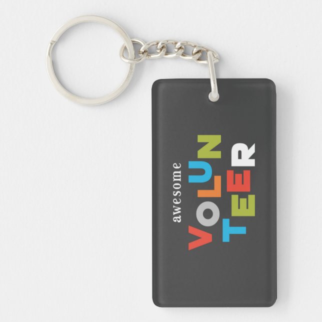 Custom Name, Awesome Volunteer Appreciation Key Ring (Front)