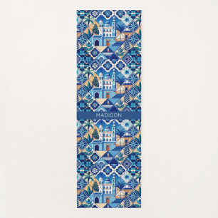Custom Name Azulejo Tiles Pattern Yoga Mat
