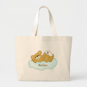 Custom Name Baby Bear Teddy Large Tote Bag