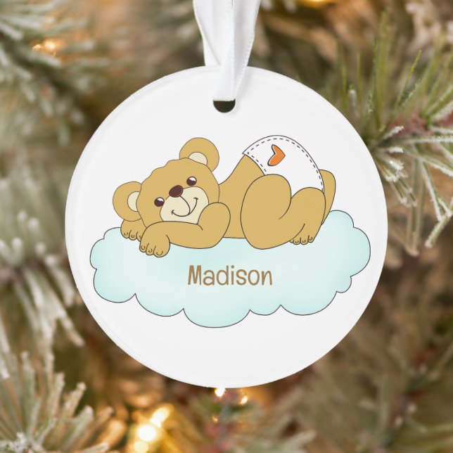 Custom Name Baby Bear Teddy Ornament (Tree)