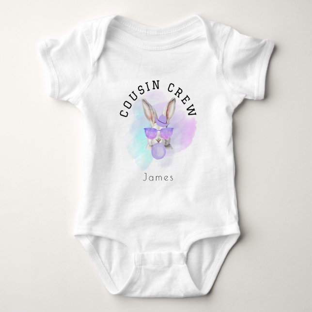 Custom Name Baby Boy Cousin Crew Easter Family Bodysuit (Front)