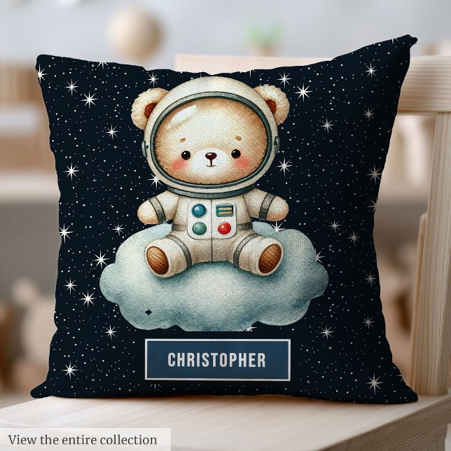 Custom Name Baby Boy Pillow Astronaut Teddy Bear (Custom Name Baby Boy Pillow Astronaut Teddy Bear)