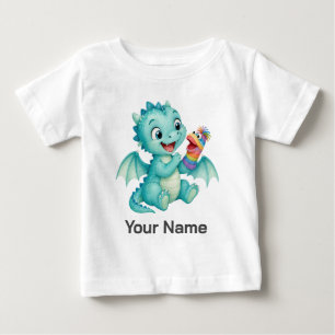 Custom Name Baby Dragon Sock Puppet Kids T-Shirt