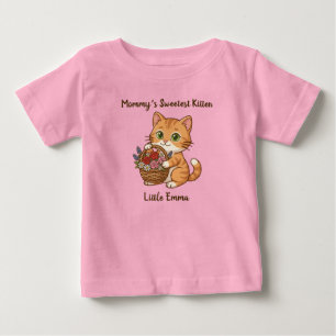 Custom Name Baby First Mother's Day Ginger Cat T-Shirt