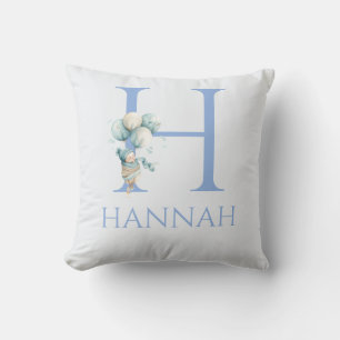 Custom Name Baby floating with balloons Cushion