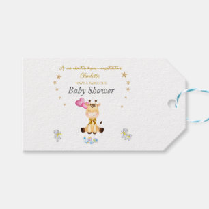Custom Name Baby Giraffe balloons Baby Shower Gift Tags