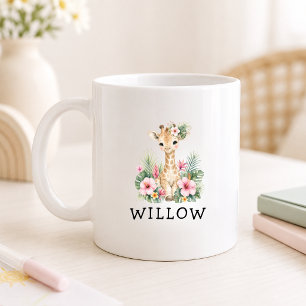 Custom Name Baby Giraffe Safari Jungle Coffee Mug