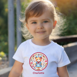 Custom Name Baby Girl Nurse Teddy Bear Baby T-Shirt
