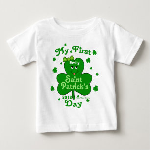 Custom Name Baby Girl's First St. Patrick's Day Baby T-Shirt