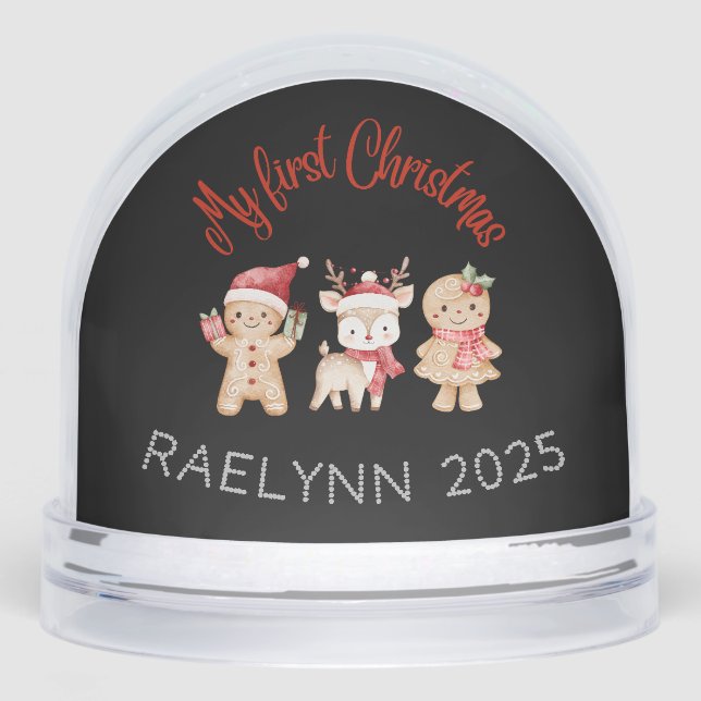 Custom Name Baby’s First Christmas Snow Globe  (Front)