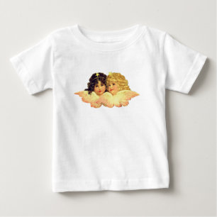CUSTOM NAME BABY T-SHIRT WITH SISTER ANGELS 