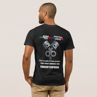 Custom Name Back Print V8 Engine Mechanic Gearhead T-Shirt