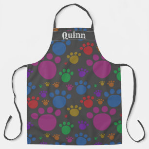 Custom Name & Background Colour with Rainbow Paws Apron