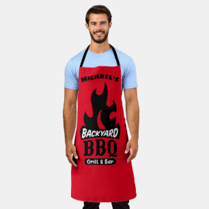 Custom Name Backyard BBQ Grill and Bar Apron
