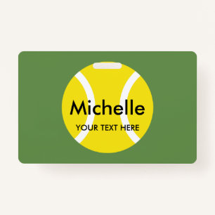 Custom name badges for tennis player and coach ID badge